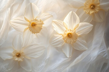 Fototapeta premium This captivating image vividly portrays the essence of natural purity and artistic interpretation, emphasizing the delicate charm of spring blossoms and the serene, magical atmosphere they evoke.