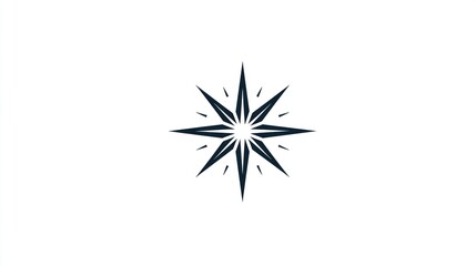 Fototapeta premium Sharp, dark blue, eight-pointed star with intricate geometric design, centered on white