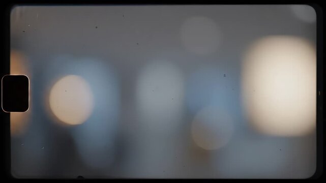 Abstract vintage film reel with bokeh lights and atmospheric grain