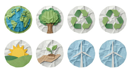 Obraz premium Sustainability and renewable energy icon set collection.