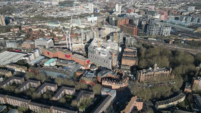 Oriel construction in St Pancras, Camden: Moorfields Eye Hospital and UCL Institute of Ophthalmology building a new facility to advance eye care.