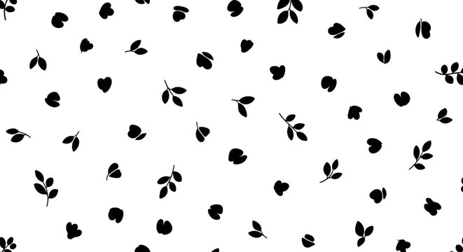 Black leaves on white background.