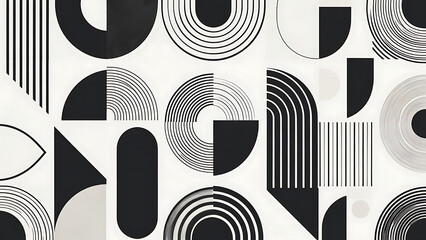 Shapes geometric collection with black and white abstract forms featuring patterns, designs, elements with modern and minimalist elements for