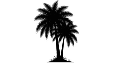 Obraz premium Two palm trees standing together silhouette.