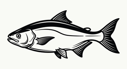 Fototapeta premium Black and white illustration of a tarpon fish saltwater fish