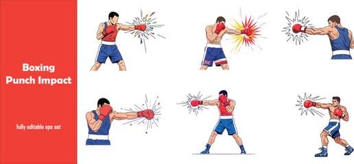 Fototapeta premium Boxer Throwing Powerful Punch Flat Vector Illustration