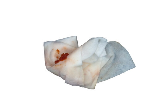 Used Dirty Tissue Isolated on Transparent Background Hygiene Concept