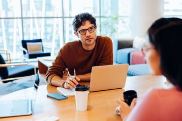 Business meeting at modern office cafe
