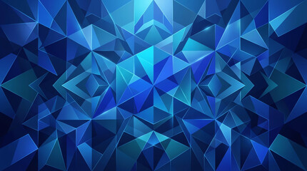 Fototapeta premium Blue Abstract Geometric Background with Glowing Crystal like Triangles and Modern Polygonal Shapes