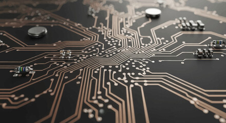 Close-up of Electronic Circuit Board Details.