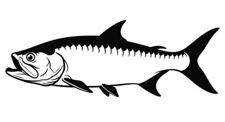Obraz premium Black Silhouette of a Tarpon Fish black and white sport fishing