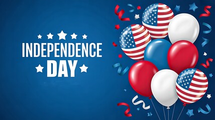 Obraz premium Independence day celebration banner with patriotic balloons stars and american colors festive background