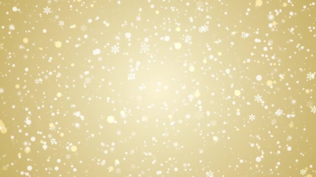 Winter snow falling gold backgrounds video rendering