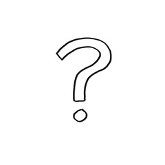 Question mark &ndash; Hand drawn illustration, black pencil, transparent PNG, human made/no ai