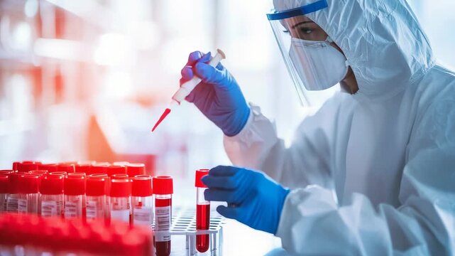 selective focus forensic biologist collecting blood semen and hair samples at crime scene