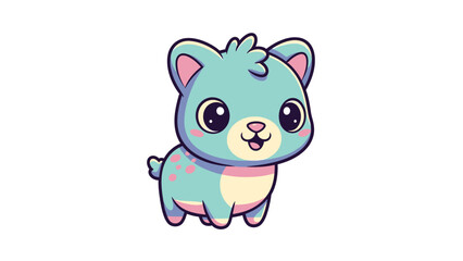 Adorable blue cartoon animal standing with a happy expression.