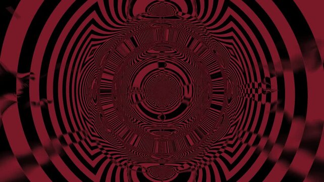 Visual display of a psychedelic neon tunnel that loops continuously. Bright colors swirl and shift, creating an engaging experience for viewers. The motion captures attention with rhythmic patterns.