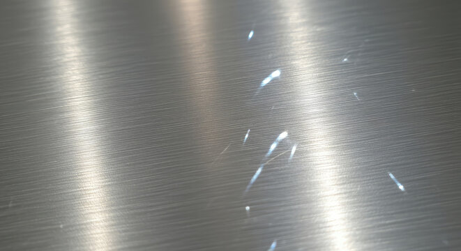 Brushed Metal Surface with Scratches and Reflections.