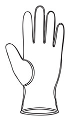 Obraz premium Essential outline drawing of a protective glove, ideal for illustrating concepts of safety, hygiene, and medical care in educational materials, health campaigns, or product packaging.
