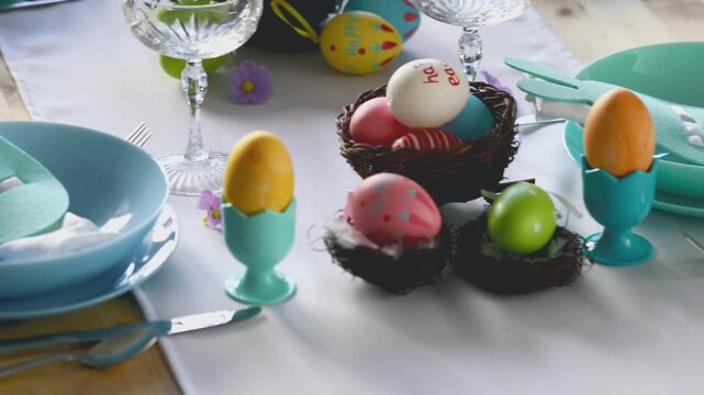 Table prepared and decorated for Easter holidays