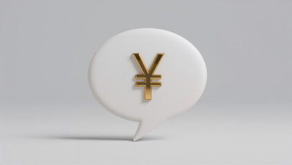 Fototapeta premium 白い吹き出しに金色の円記号が浮かぶ料金案内の3DCG