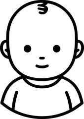 Obraz premium Simple black and white illustration of a happy cartoon boy smiling 