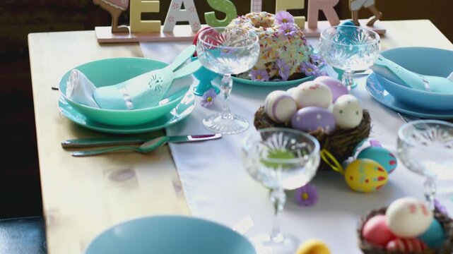Table prepared and decorated for Easter holidays