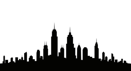 Obraz premium Black City Skyline Silhouette Illustration