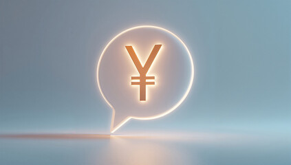 Fototapeta premium 通知の光を連想させる円記号吹き出しが示す次世代決済の3DCG背景