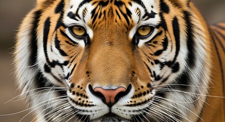 Obraz premium Close up portrait of a majestic tiger showcasing striking orange and black stripes