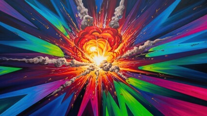 Abstract explosion bursting with colorful light energy
