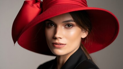 Elegant Woman in Bold Red Hat