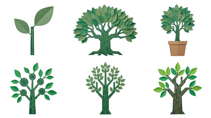 Fototapeta premium Circuit board green trees and plants collection.