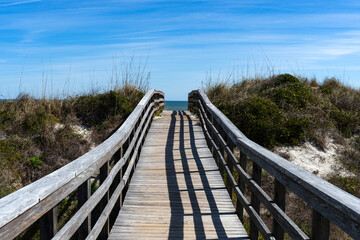 Fototapeta premium A deck over Florida beach dunes