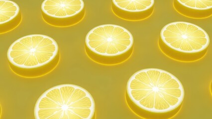 Obraz premium Lemon slices pattern overhead view