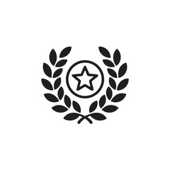 Obraz premium A laurel wreath illustration surrounding a star emblem on a simple background from a straightforward viewpoint showcasing achievement and excellence in a classic design