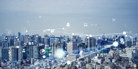 Concept image of city and communication network