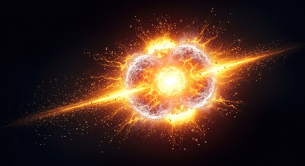Abstract energy explosion with bright light and particles
