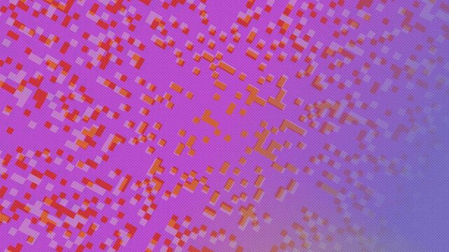 Intersecting Block Pixels Cascading Vibrantly Across Halftone Magenta Backdrop Old School Arcade Glitch Core