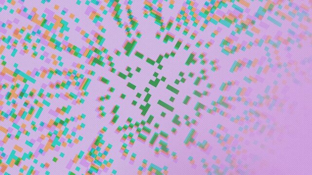 Abstract Pixel Grid Vibrantly Expanding Through Digital Space Retro Glitch Effect
