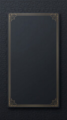 Fototapeta premium Luxury Black Islamic Frame with Gold Corner Ornaments and Arabesque Pattern