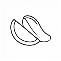 Black and white line art of two slices of lemon on white background