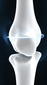 Detailed 3D CGI Visualization of a Healthy Synovial Joint Anatomy Featuring Articulating Bones Cartilage and Joint Capsule in a Clean Dark Medical Background With Soft Blue Lighting Ideal for