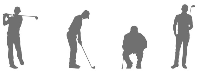  Golf player swing silhouette collection
