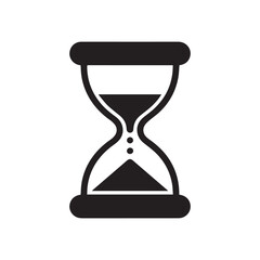 Black and white hourglass standing upright on a plain background symbolizing time management © creative_vectors