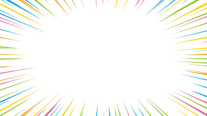 カラフルな集中線の背景素材　コピースペース