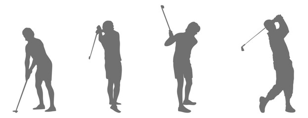  Golf player swing silhouette collection
