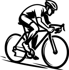 Naklejka premium Black and white outline professional vector illustration of cycling sport silhouette, ideal for logo, poster, branding, web, print, sports event use.