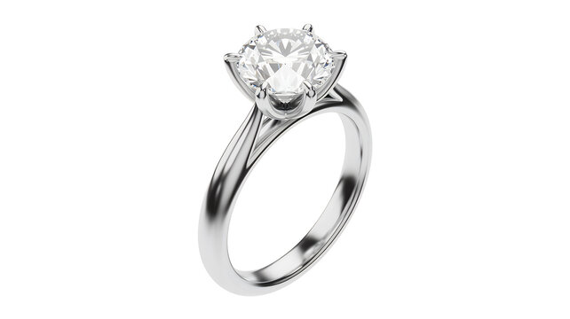 Diamond solitaire ring on white background jewelry isolated on a transparent background