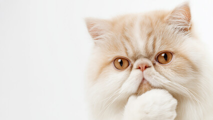 Thinking meme cat with copy space on white background  cat-meme_1300